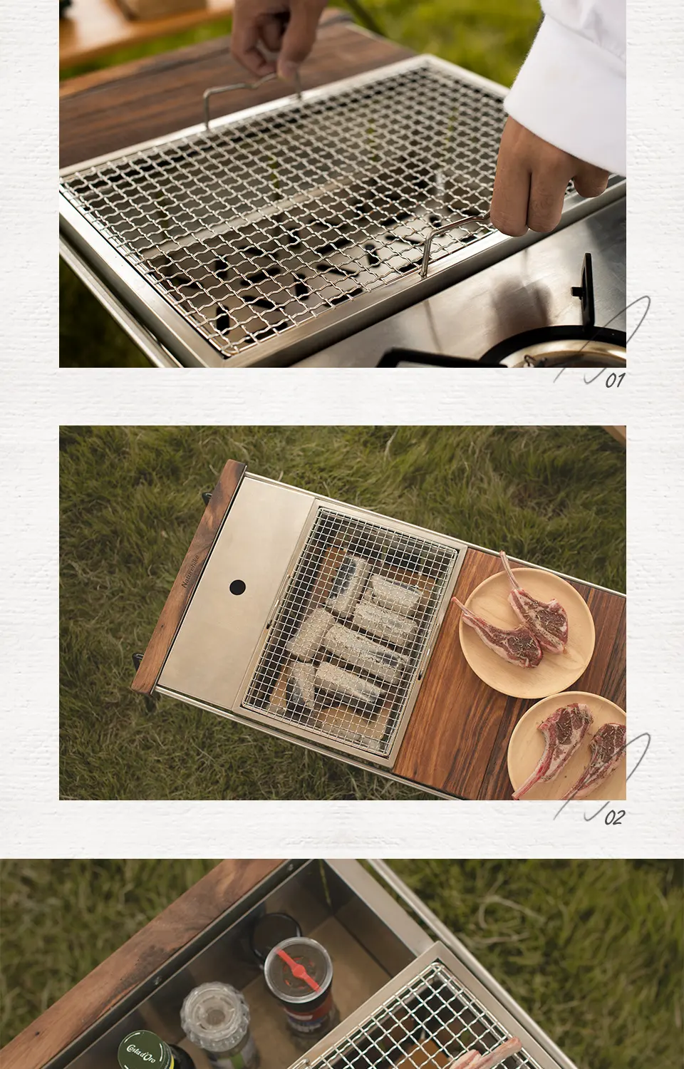 outdoor camping Picnic Folding 304 Stainless Steel Charcoal fire BBQ Grill