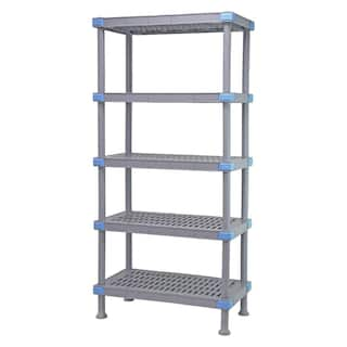 QUANTUM STORAGE SYSTEMS Millenia Gray 5-Tier Rust Proof Plastic Polymer Vented Industrial Shelving Unit (24 in. W x 50 in. H x 60 in. D) QP246050VS-5