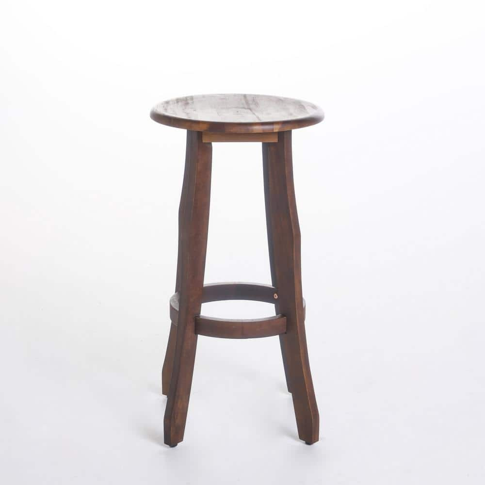 Noble House Pike Dark Brown Wood Outdoor Bar Stool (4-Pack) 40791