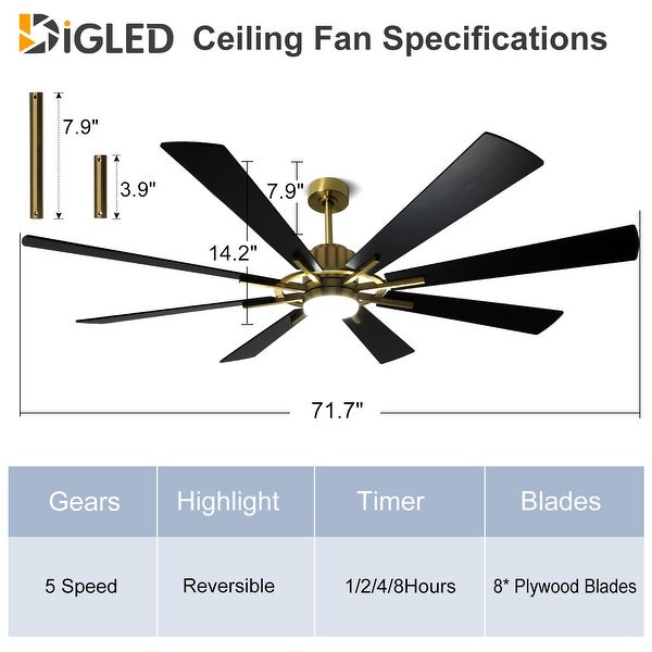 Remote Ceiling fan with Lights Large 8 Wooden Blades Shopping - The Best Deals on Ceiling Fans | 41709070