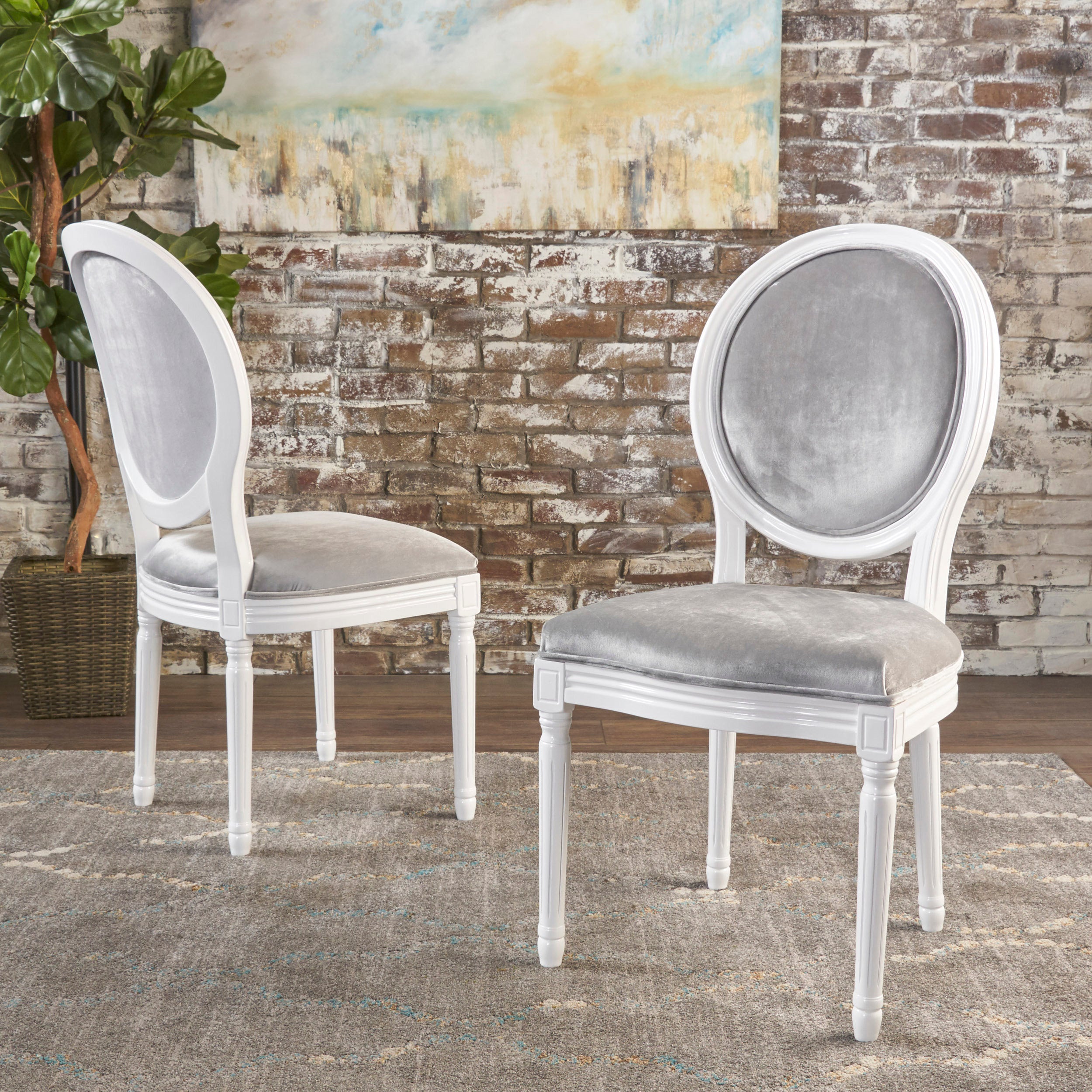 Phinnaeus Contemporary Velvet Dining Chairs (Set of 2)