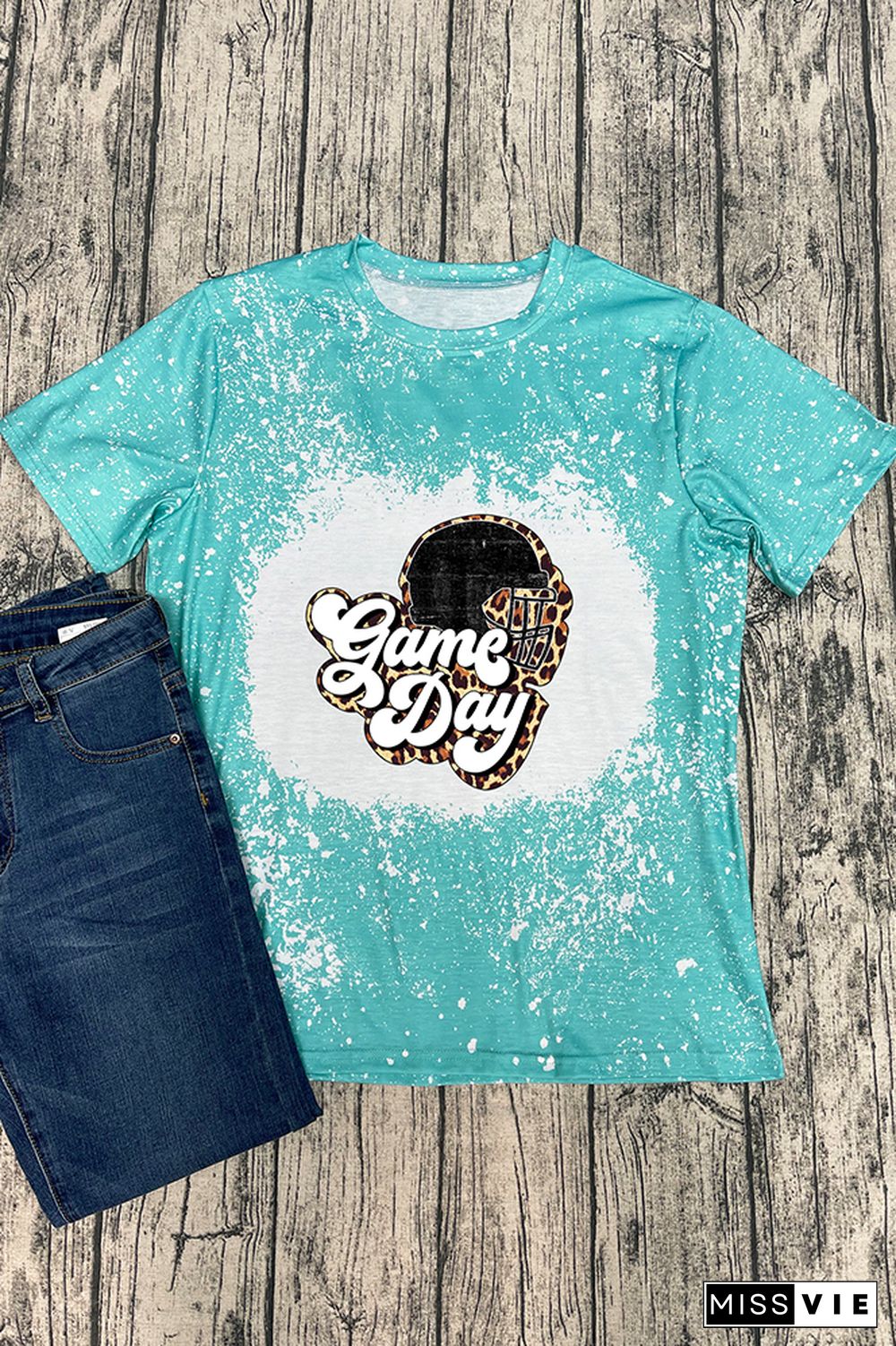 Game Day Helmet Leopard Graphic Tee Wholesale