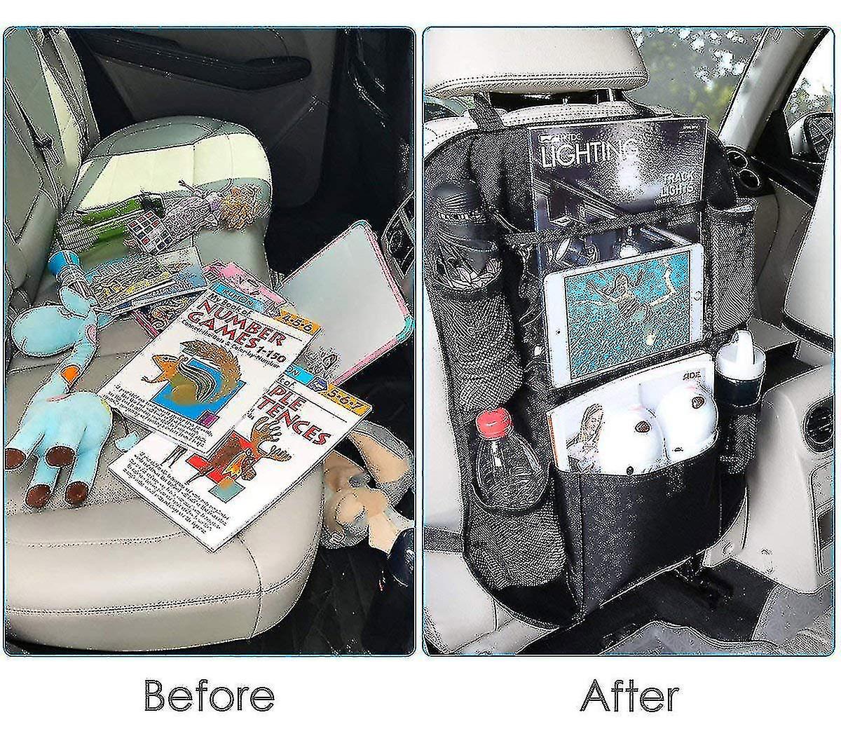 2 Pieces Car Backrest Protection， Large Pockets And Ipad Tablet Holder， Car Back