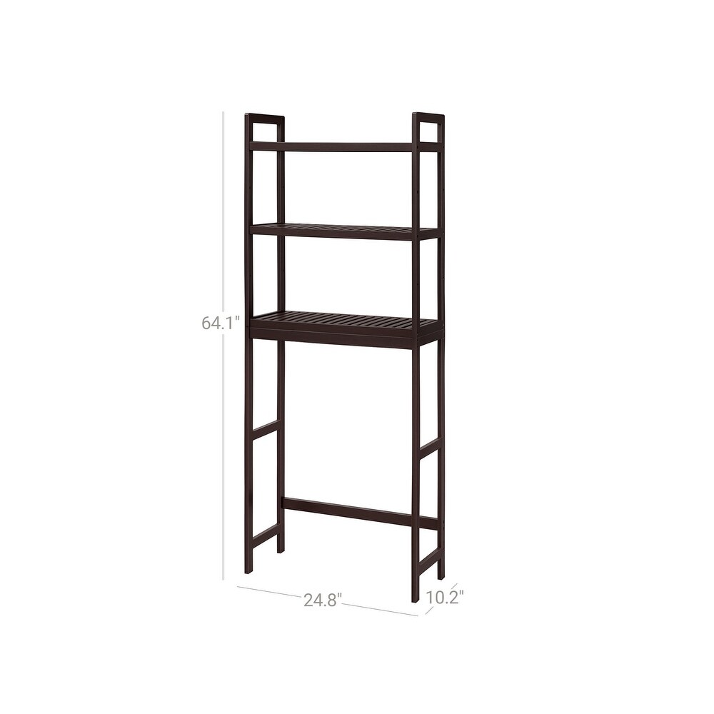 SONGMICS Over The Toilet Storage  3 Tier Bamboo Bathroom Organizer with Adjustable Shelves   N/A