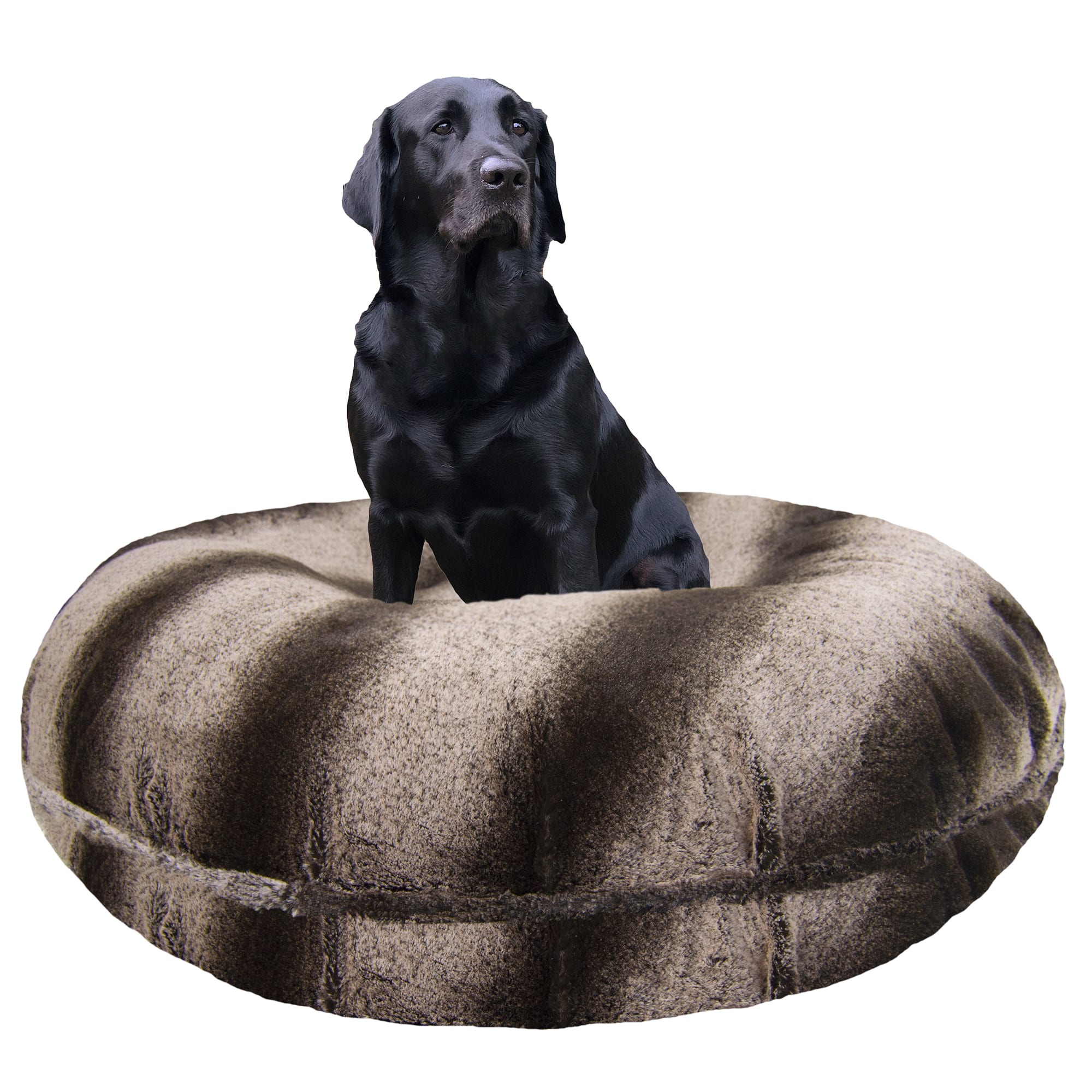 Bessie and Barnie Signature Frosted Glacier Luxury Extra Plush Faux Fur Bagel Dog Bed， 24