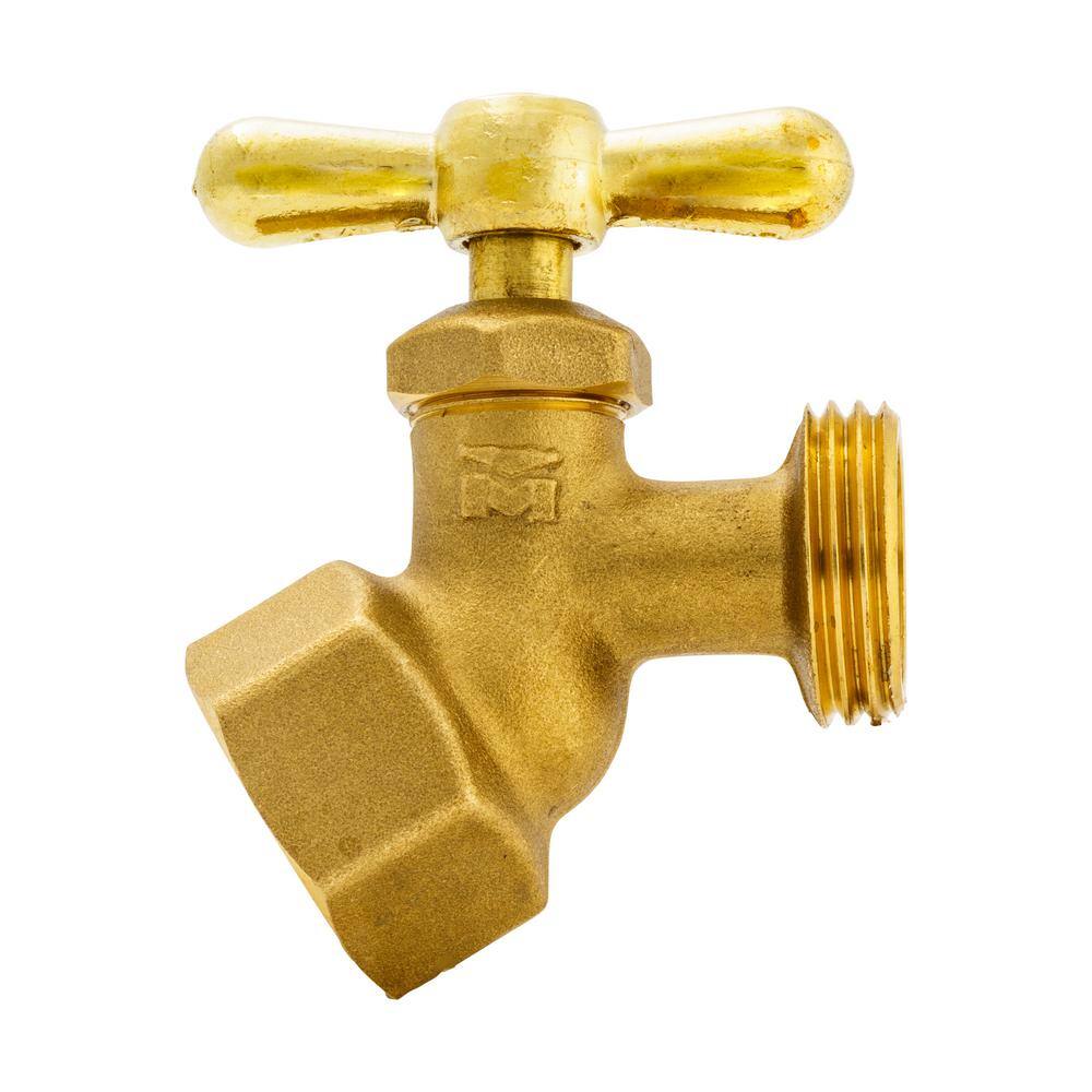 Everbilt 34 in. x 34 in. FIP x MHT Brass No-Kink Hose Bibb Valve 102-404EB