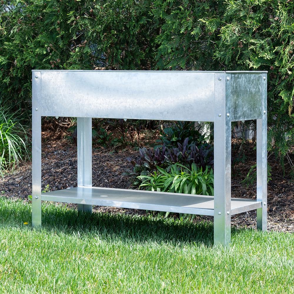 AmeriHome Galvanized Metal Elevated Garden Planter 806991