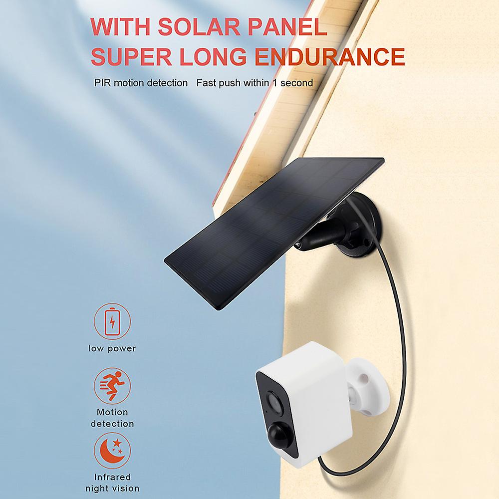 1security Camera 1solar Panel 2rechargeable Battery 1user Manual 1bag Of Screw White