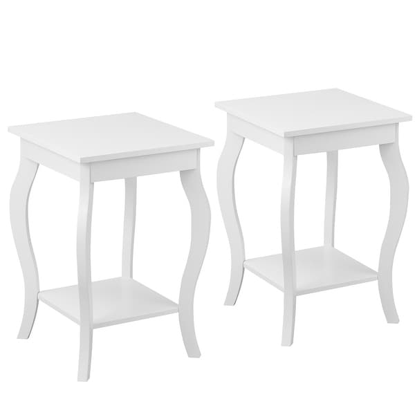 Set of 2 Accent Side Table Nightstand End Table with Shelf