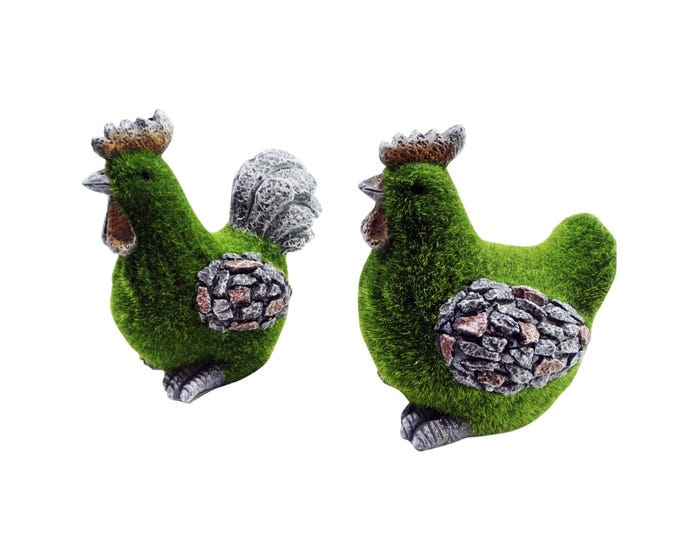 Alpine Flocked Rooster and Hen Décor - HEH394ABB