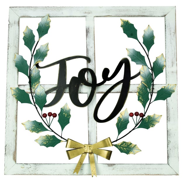 Joy Window Frame With Holly Christmas Wall Sign