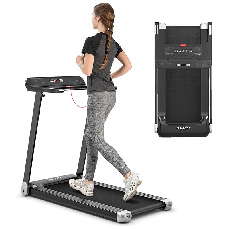 2.25HP Electric Folding Treadmill Smart APP Control Walking Running Machine with HD LED Display & Device Holder