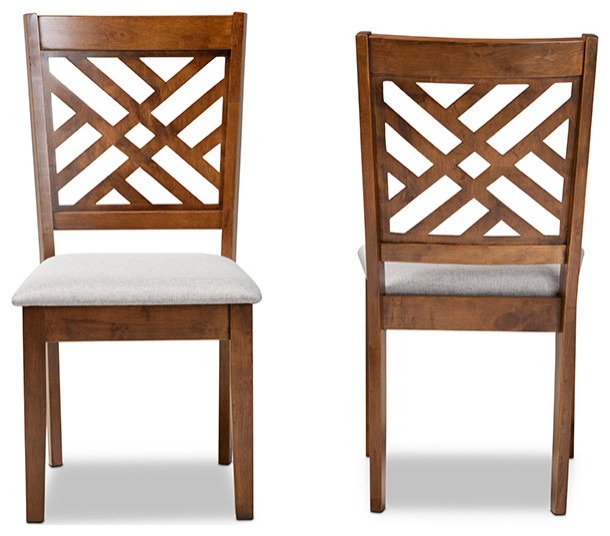 Chipman Modern Gray and Walnut Brown Dining Chair  Set of 2   Transitional   Dining Chairs   by Baxton Studio  Houzz