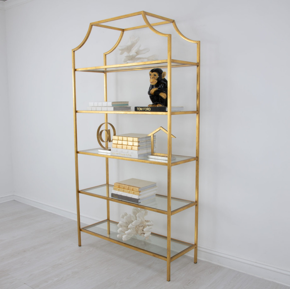 Xylander Gold Shelf   Contemporary   Bookcases   by Peachtree Fine Furniture  Houzz