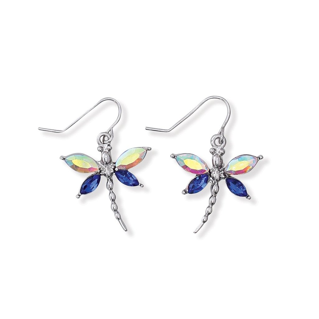 Periwinkle by Barlow  Fanciful Crystal Dragonfly Earrings