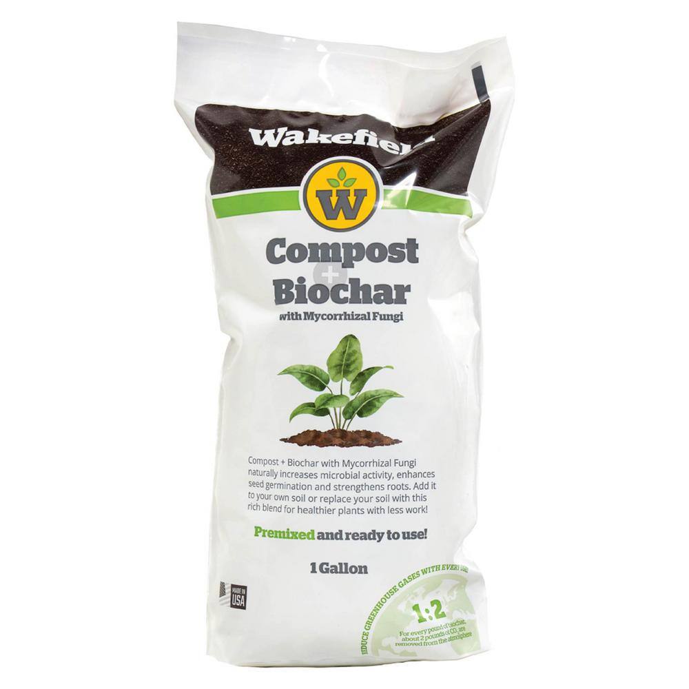 WAKEFIELD Compost + BioChar with Mycorrhizal Fungi Soil Amendment - 1 Gallon Bag 04105