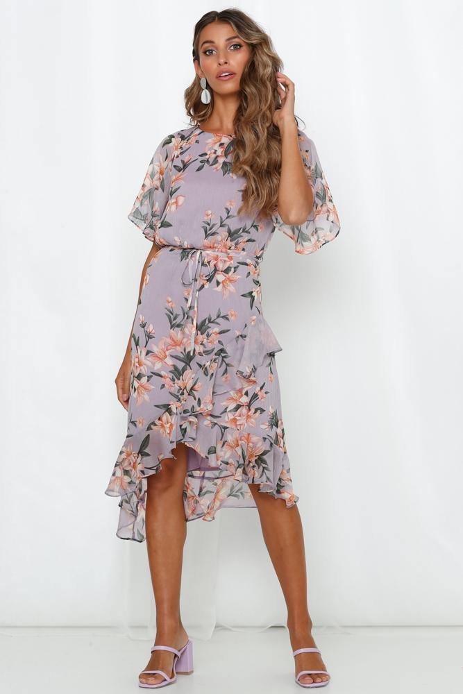 Long Stretch Of Love Midi Dress Lilac