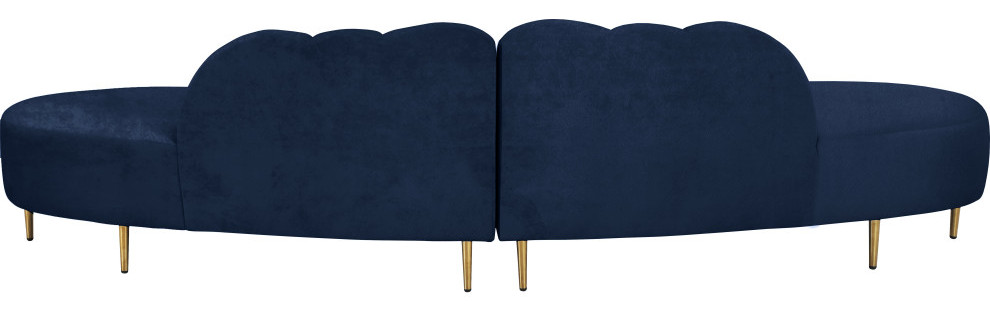 Divine Tufted Velvet Upholstered 2 Piece Sectional   Midcentury   Sectional Sofas   by Meridian Furniture  Houzz