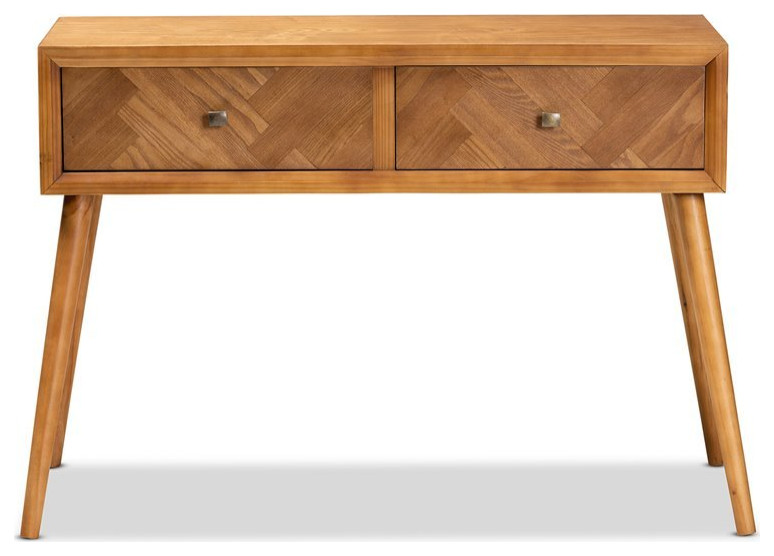 Baxton Studio Brown Finished Wood 2 Drawer Console Table   Midcentury   Console Tables   by Homesquare  Houzz