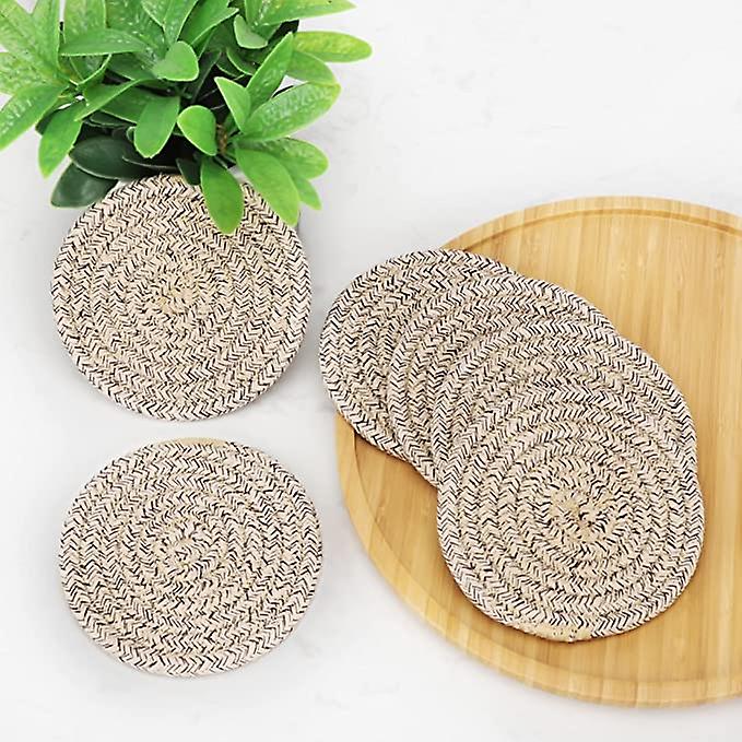 6 Pcs Coasters For Drinks ，super Absorbent Drink Coasters， Stylish Handmade Round Woven Coaster For Coffee Table Tabletop Protection Housewarming Gift