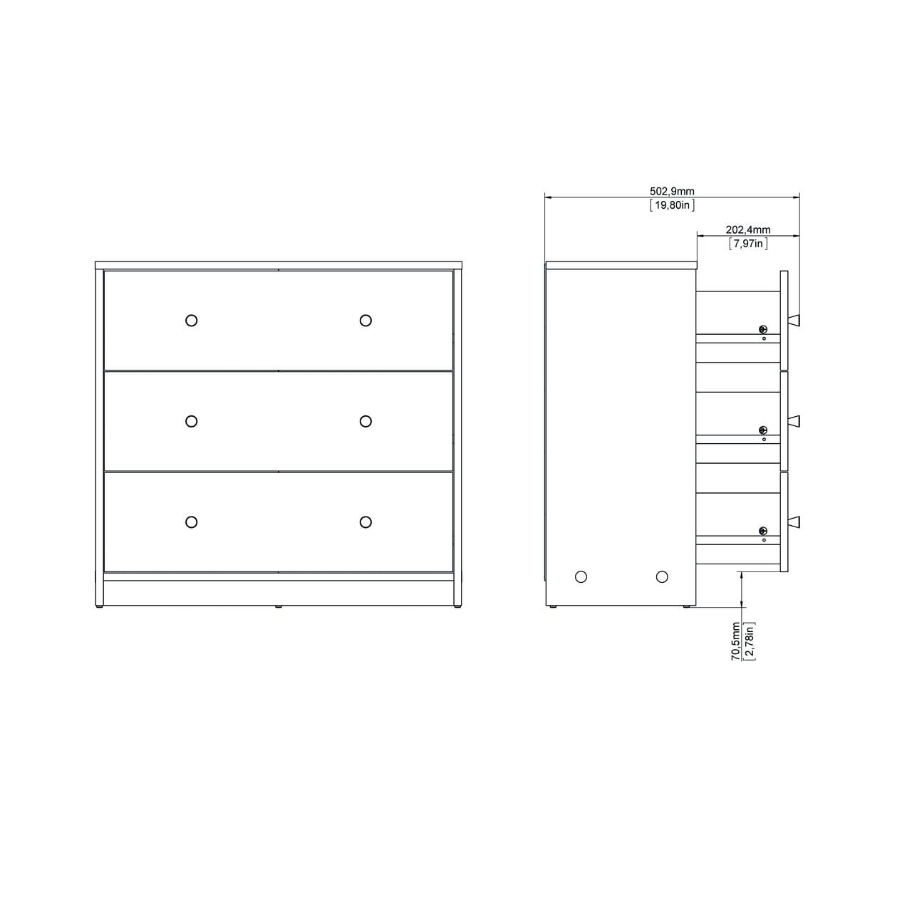 Studio 3 Drawer Dresser, White