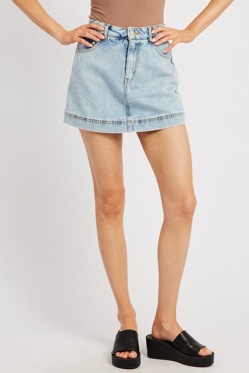 Denim Skort Skirt High Rise