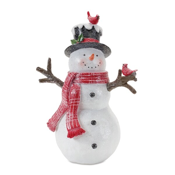 Snowman with Cardinal Birds Figurine (Set of 2)