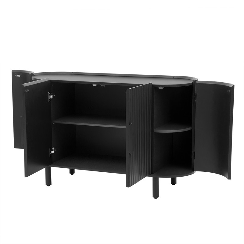 Sideboard Buffet Cabinet  Curved Design Kitchen Accent Cabinet  Modern Credenza with Adjustable Shelves for Dining Room  Hallway