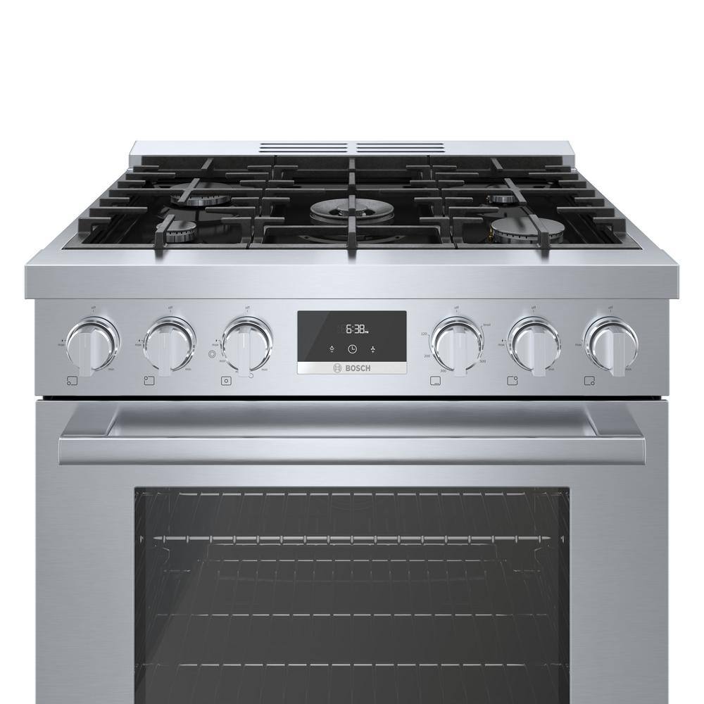 Bosch 800 Series 30 in. 3.7 cu. ft. Industrial Style Gas Range with 5-Burners in Stainless Steel HGS8055UC