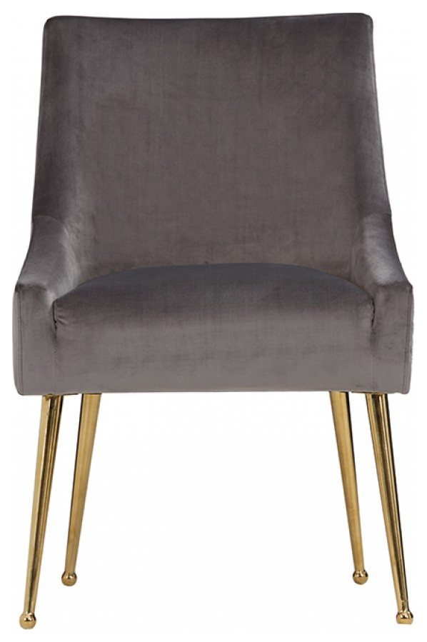 Set of Two Gray Rosegold Velvet Dining Chairs   Midcentury   Dining Chairs   by HomeRoots  Houzz