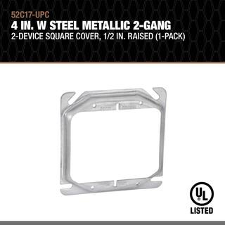 Southwire 4 in. W Steel Gray 2-Gang 2-Device Square Cover 12 in. Raised (1-Pack) 52C17-UPC