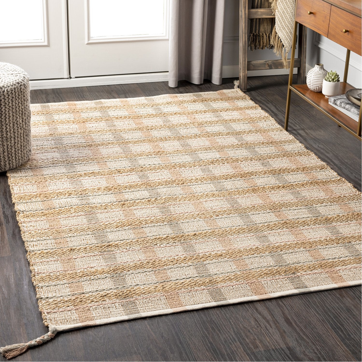 Lexington Hand Woven Rug in Beige, Camel, Rose, Sage