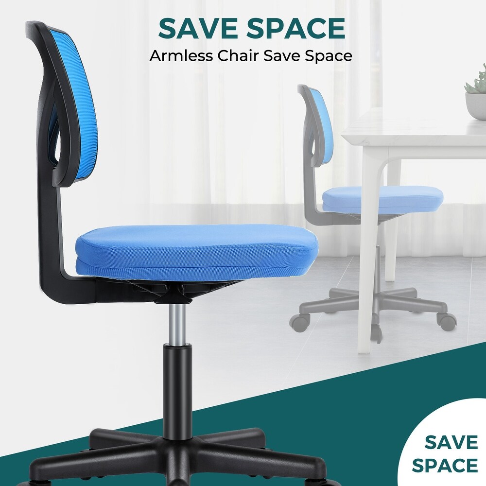 Armless Desk Chair Small Home Office Chair with Lumbar Support