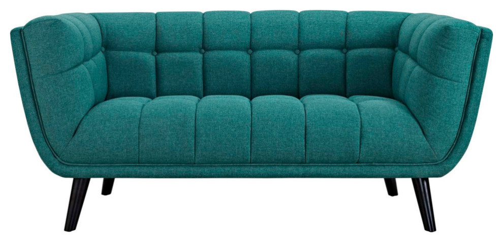 Stella Teal 2 Piece Upholstered Fabric Loveseat and Armchair Set   Midcentury   Living Room Furniture Sets   by Virgil Stanis Design  Houzz