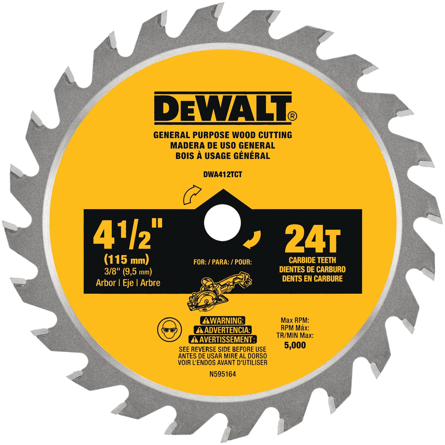 DW 4-1/2 in. D X 3/8 in. Carbide Circular Saw Blade 24 teeth 1 pc