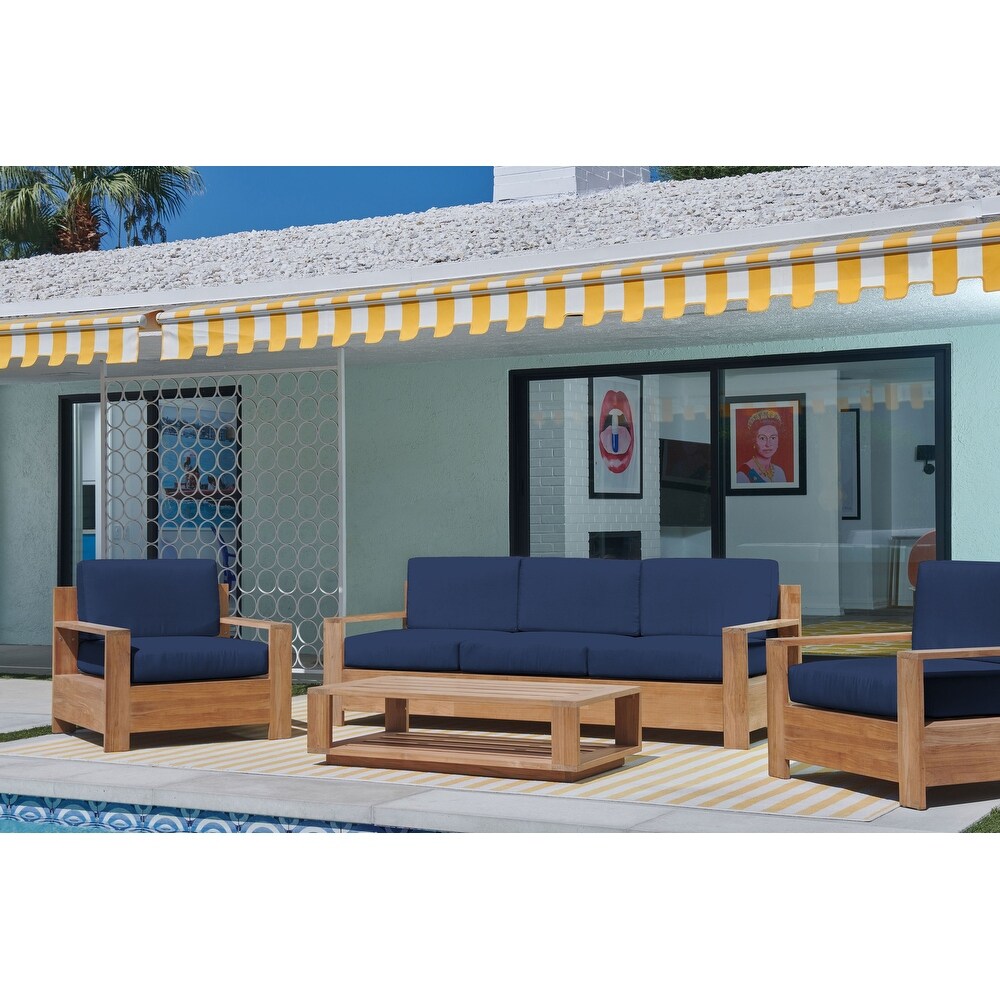 Lothair 4 Piece Teak Deep Seating Outdoor Sofa Set with Sunbrella Cushions