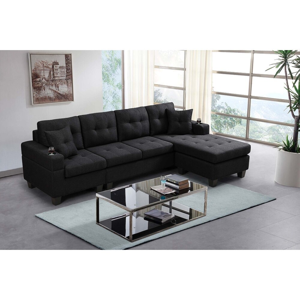 Living room sofa with convertible chaise longue