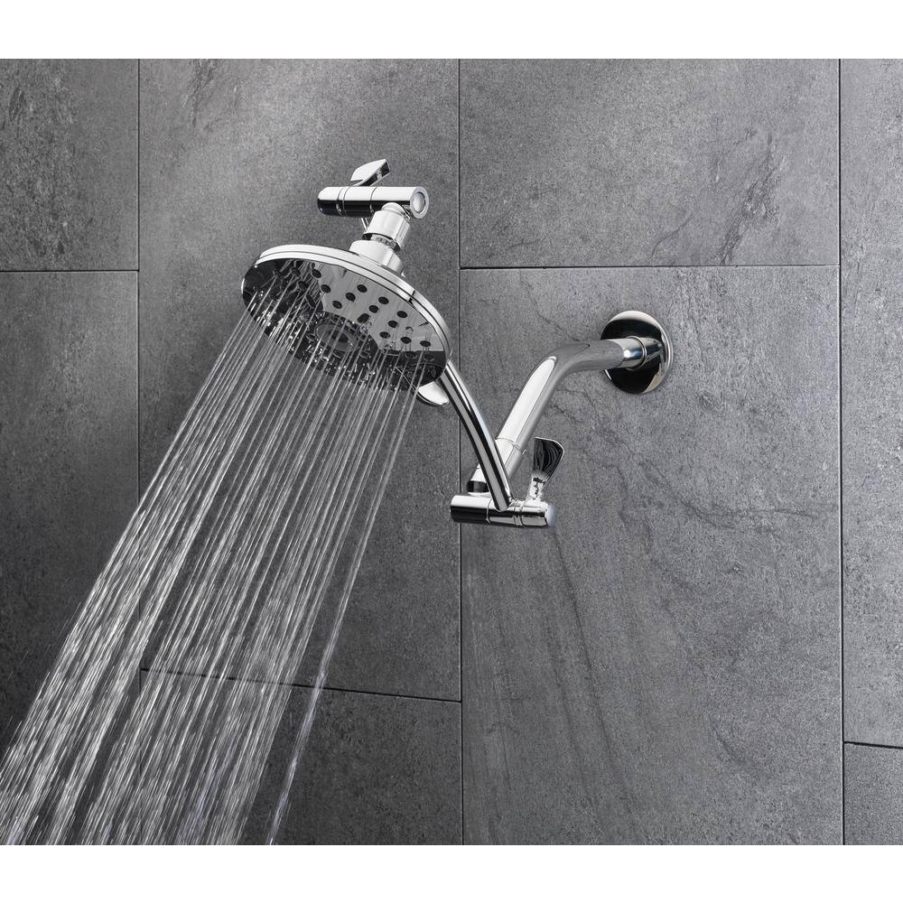 Glacier Bay 3-Spray Patterns with 1.8 GPM 5.4 in Wall Mount Fixed Shower Head with Adjustable Shower Arm in Chrome 3075-512-WS1