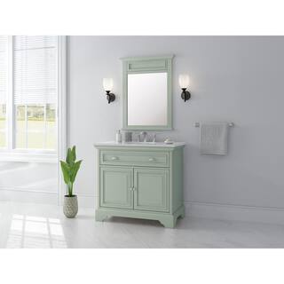 Home Decorators Collection Sadie 38 in. W x 21.5 in. D x 35 in. H Vanity in Antique Light Cyan with Marble Vanity Top in Natural White MD-V1835