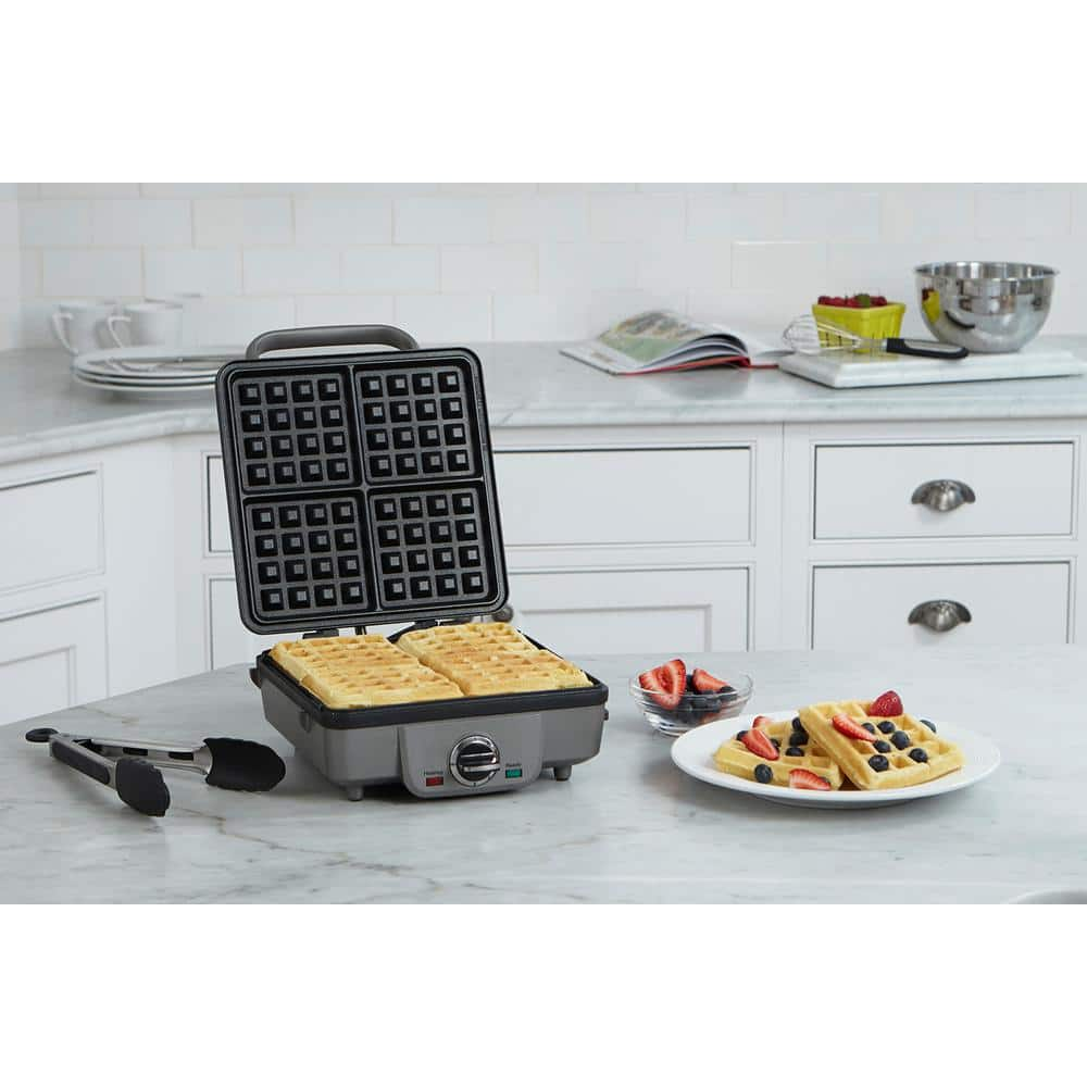 Cuisinart 4-Waffle Stainless Steel Belgian Waffle Maker with Recipe Book WAF-300P1