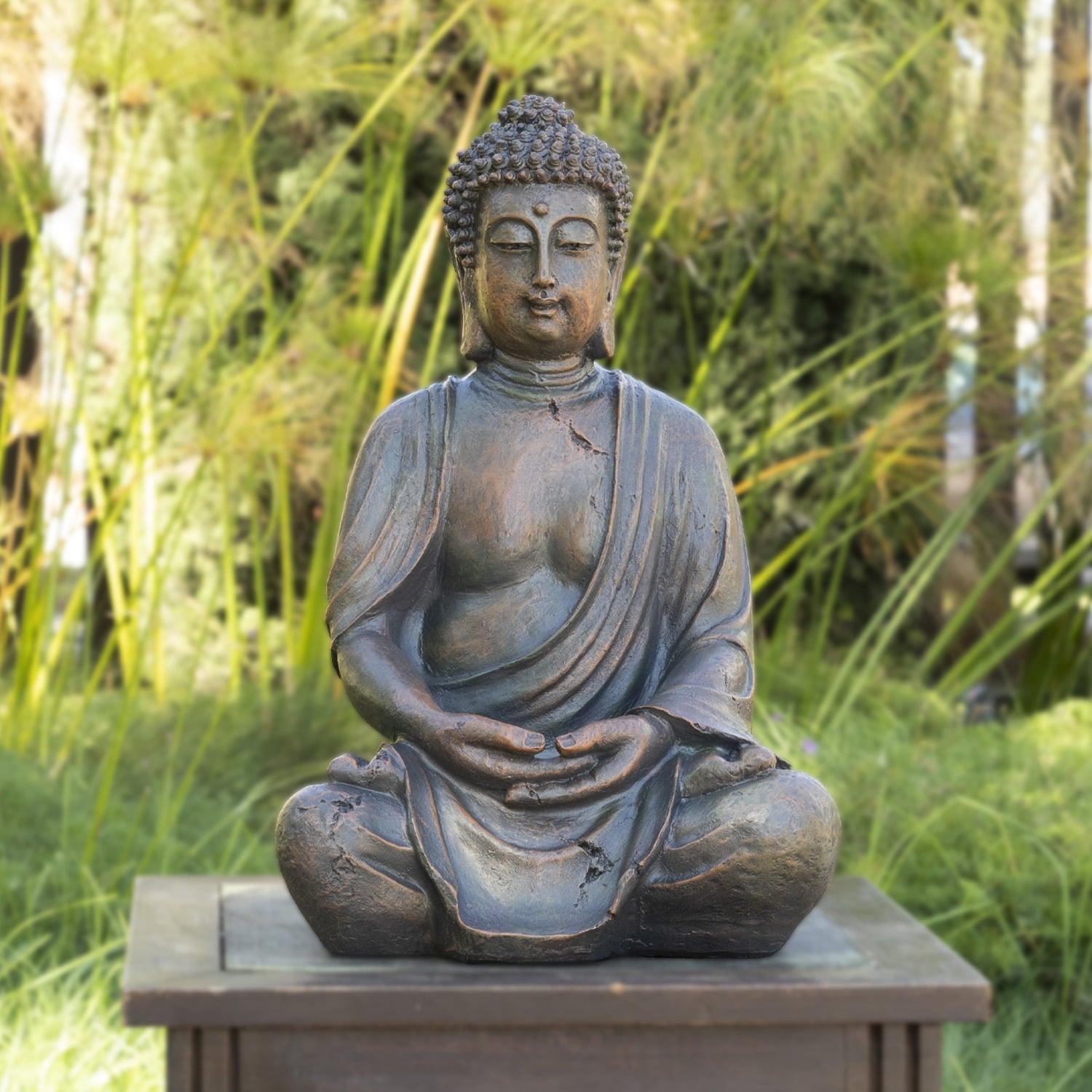 Alpine Corporation 15" Meditating Buddha Garden Statue