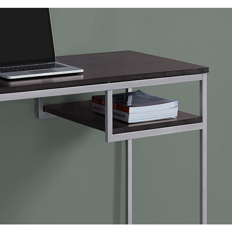 48 Umber Brown and Silver Contemporary Computer Desk