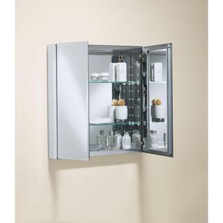 KOHLER Double Door 25 in. W x 26 in. H x 5 in. D Aluminum Cabinet with Square Mirrored Door in Silver K-CB-CLC2526FS