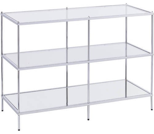 Glam Console Table  Metallic Chrome Finished Frame With Multiple Glass Shelves   Contemporary   Console Tables   by Decorn  Houzz