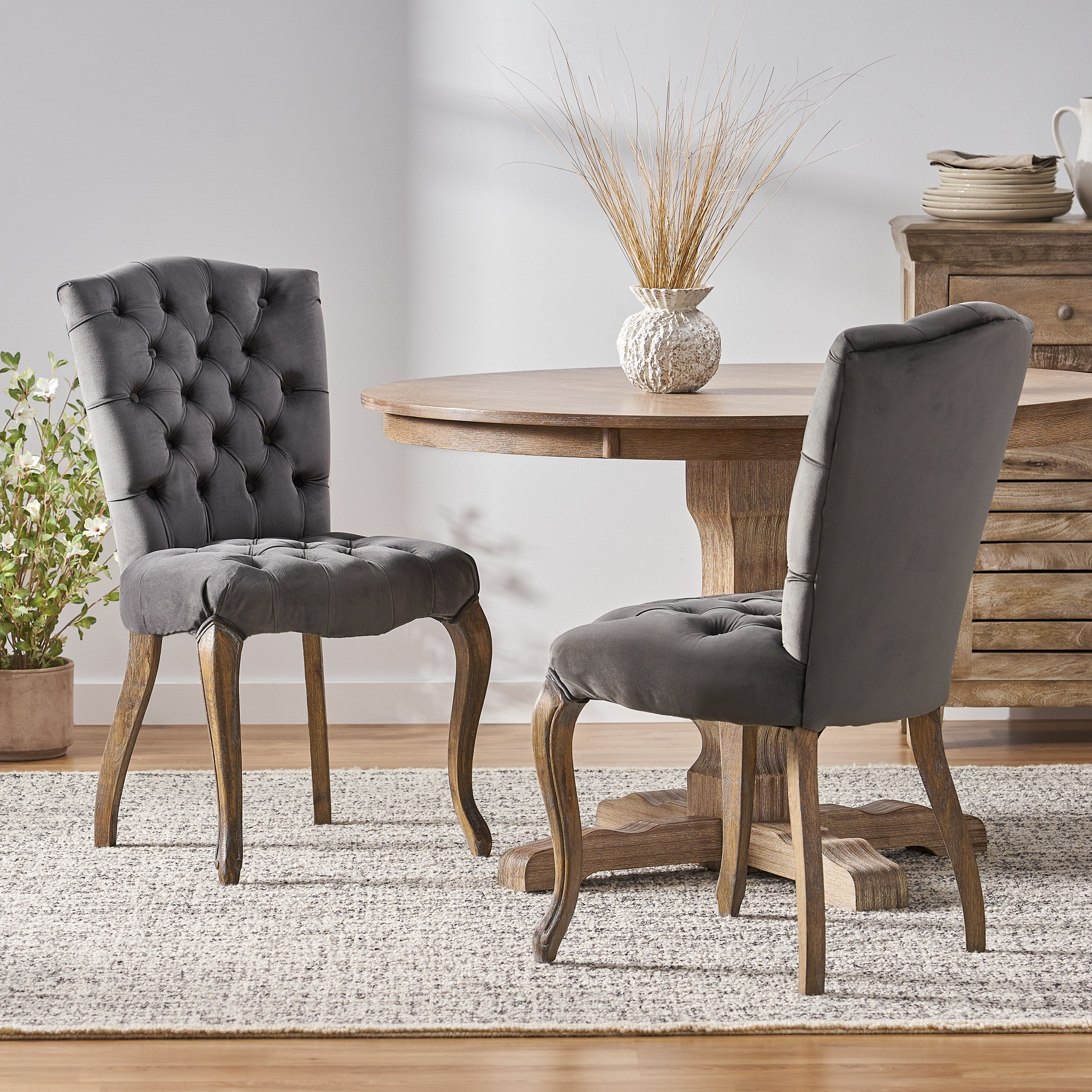 Martino Charcoal Velvet Dining Chair (Set of 2)