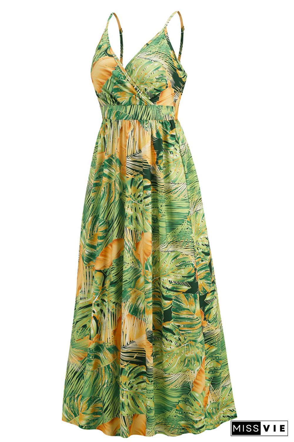 Wrap V Neck Abstract Print Cami Maxi Dress