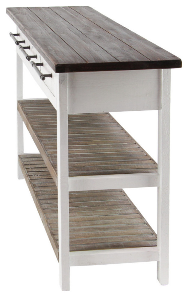 Farmhouse White Wood Console Table 46020   Farmhouse   Console Tables   by Brimfield  ampMay  Houzz