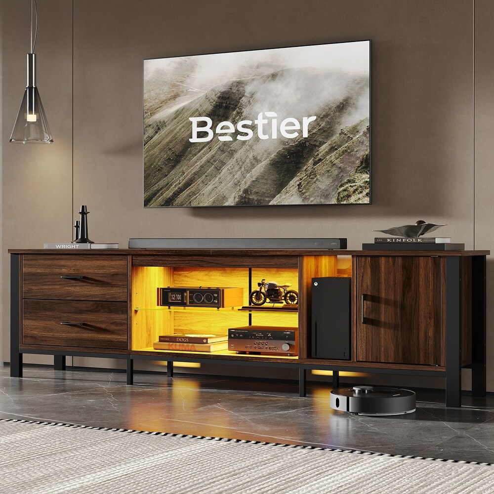 Modern TV Stands for 75/ 80/ 85 inch TV with 2 Drawers   80 inches