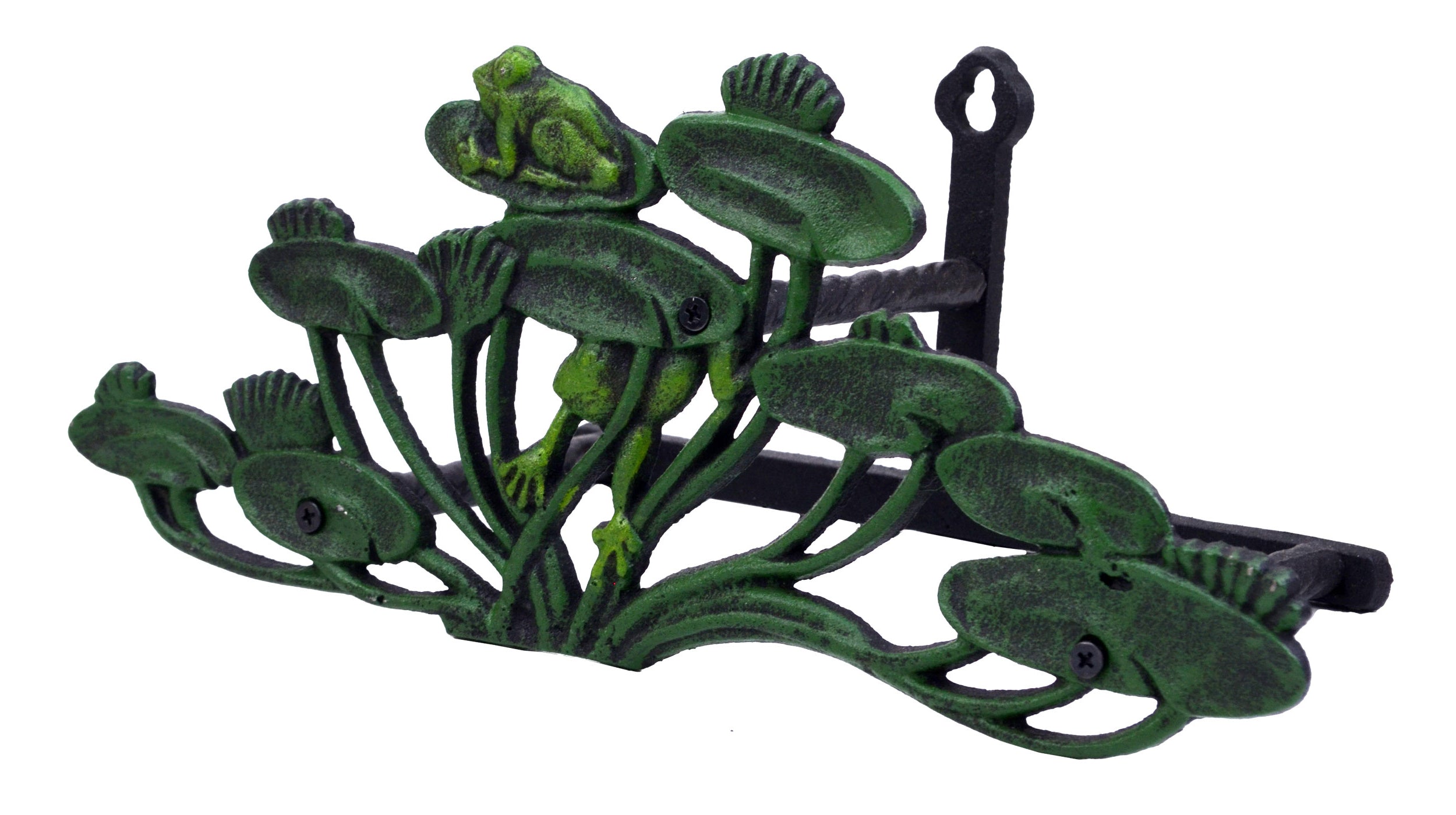 Garden Hose Holder - Frogs On Lily Pads - Cast Iron - 13.75