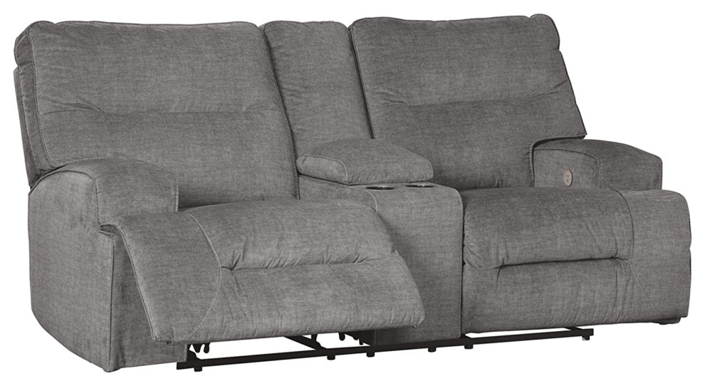 Contemporary Reclining Loveseat  Cushioned Seat With Storage Console  Charcoal   Transitional   Loveseats   by Declusia  Houzz